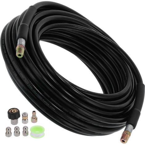 Kit de nettoyage haute pression pour canalisations, tuyau de 30 m (100 pi) de 5800 PSI, raccord NPT 1/4 po (1/5)