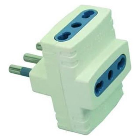 ADATTATORE AZZURRA TRIPLO 2P+T BIANCO - spina 16A prese 10/16A - PZ 5 - (1/3)