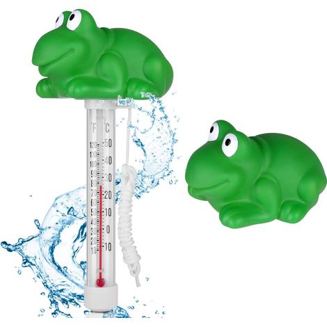 Thermometre Piscine, Thermomètre Flottant Pool Thermomètres, Thermomètres de Piscine avec Ficelle Flottant pour Piscines Spas Aquariums Bassins à Poissons (grenouille)
