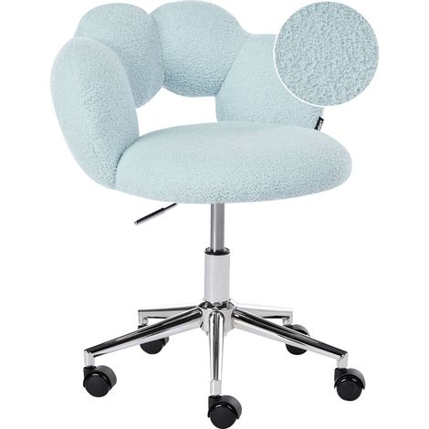 Sedia da ufficio in bouclé girevole regolabile senza braccioli azzurra Whizzy