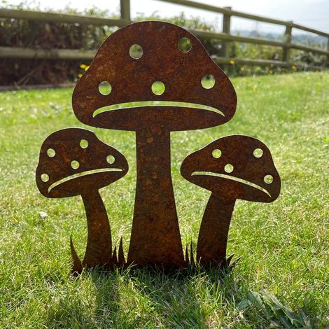 Toadstool on Spike - Bare Metal/Ready to Rust - L15 x W19 x H20 cm