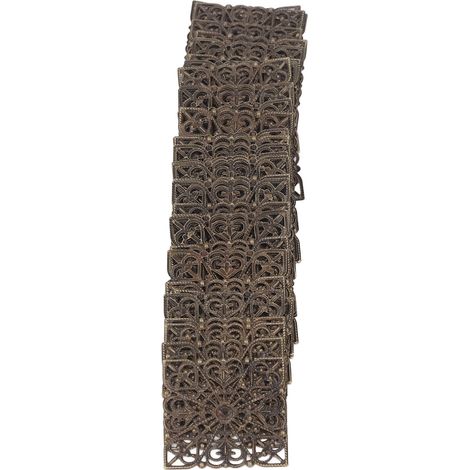 50 pièces Charmes en Filigrane de Fer Tétragonum, Finition Bronze Antique et Dorure Résistante, pour Projets DIY et Décoration Métallique (1/5)