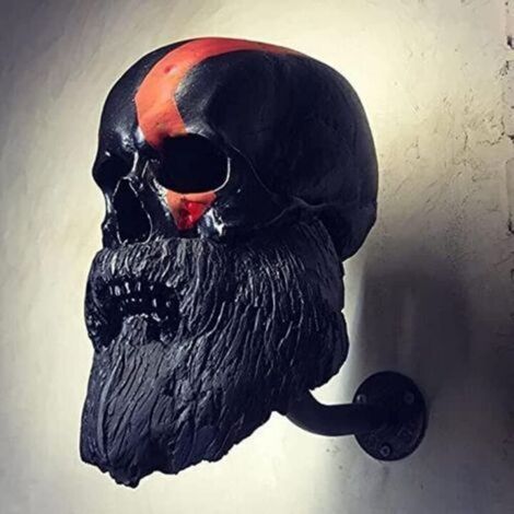 Support mural pour casque de moto, tête de mort, décoration murale en résine pour les passionnés de moto
