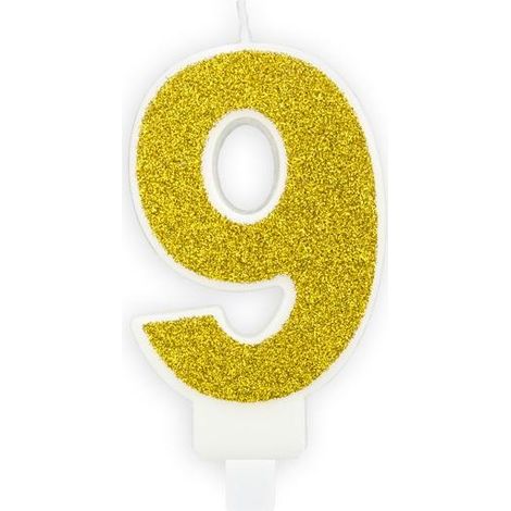 Geburtstagskerze Nummer 9, Gold