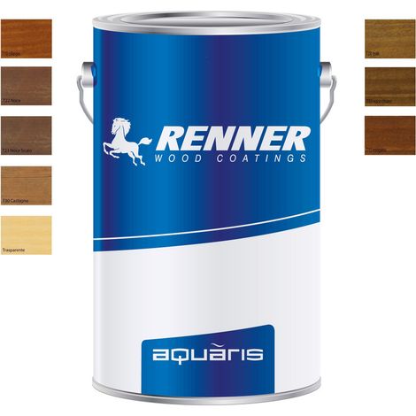 Renner aquaris ym m034 5kg netti impregnante professionale acqua per esterni ed interni, colori disponibili  noce chiaro