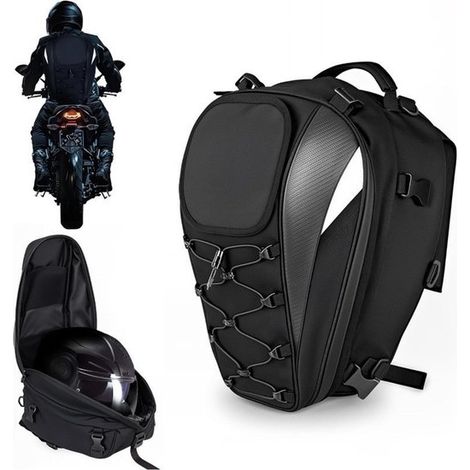Bolsa impermeable para alforjas de moto，Bolsa para casco de moto，Bolsa de equipaje de doble capa，Con tiras reflectantes y cubierta impermeable