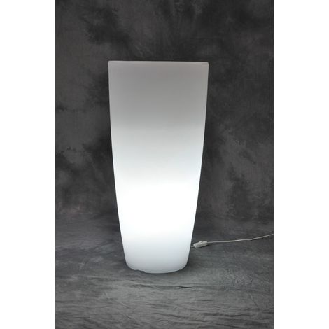 Vaso tondo luminoso Home light in resina bianco ghiaccio/ luce bianca 33x70 cm per arredo interno ed esterno (1/2)