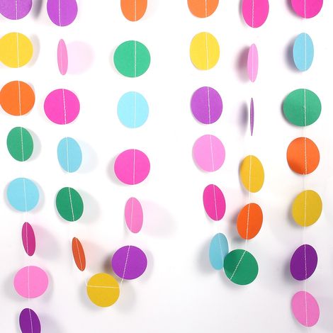 Guirnalda decorativa colgante con puntos circulares de papel de 4M de largo, guirnalda de fiesta, Color arcoíris (siete colores)