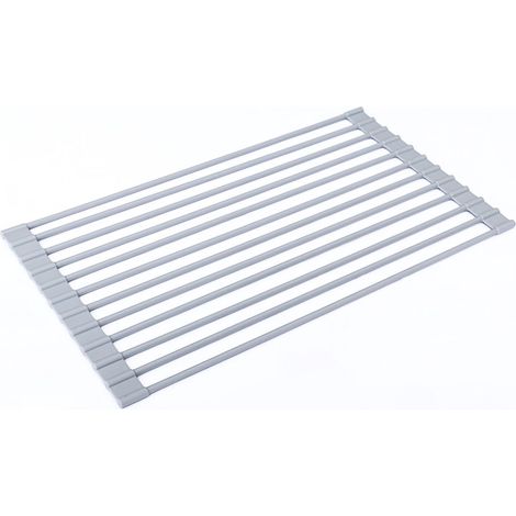 Étagère à Vaisselle Suspendue Pliable et Antidérapante, Rack Séchage en Métal Résistant 42x24,5cm, Design Rond en Silicone