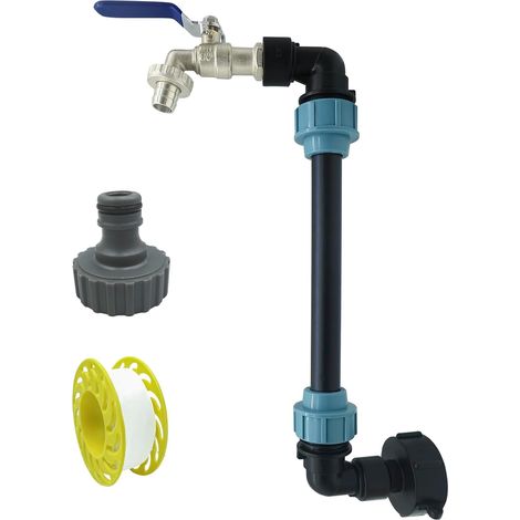 1 IBC-Tank-Schwanenhals-Hahn-Kit, S60 x 6 Absperrventil, 3/4-Zoll-IBC-Adapter für 1000-Liter-Regenwasserrückgewinnungstank mit Schnellanschluss (1/5)
