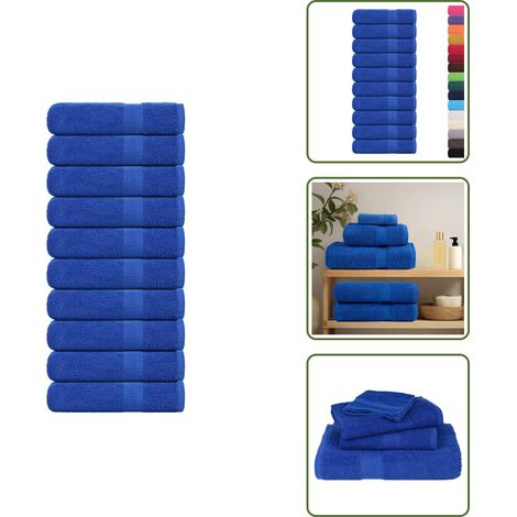 Essuie-mains 10 pcs bleu 50x100 cm 360 g/m² 100% coton - Serviette À Main - Serviettes À Main - Essuie-mains - Serviette (1/5)
