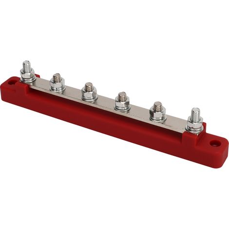6-poliger Stromverteilerblock mit Staubschutzkappe, M6-Gewindebolzen, DC 12 V bis 48 V, 150 A, für Autos, Boote, Wohnmobile, Rot (1/5)