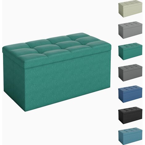 Foldable Storage Ottoman, Storage Bench with Lid, for Bedroom & Living Room, 76 x 38 x 38 cm GREEN