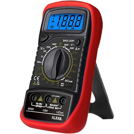 XL830L Hand-Digitalmultimeter mit LCD-Hintergrundbeleuchtung, AC/DC-Amperemeter, A-Rot-
