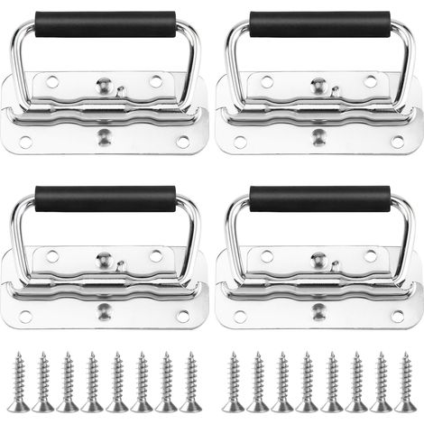 4 Pièces Poignées Pliantes Acier Inoxydable, À ressort pour boîte outils et rangement (1/5)