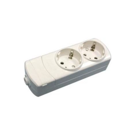 Mehrfachsockel 2 Schukosteckdosen ohne Kabel  WHITE (1/2)