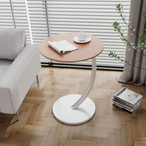 Tavolino laterale piccolo, tavolino centrale, tavolino da letto, tavolino da caffè 60x40x38, tavolino compatto, facile da montare, soggiorno, balcone, ufficio (colore legno + bianco) (1/5)
