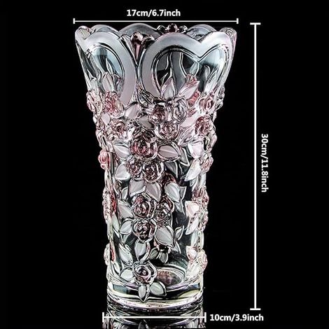 Vase en Verre 24 cm, Style pour Grands Bouquets de Tulipes - Mariage, Décoration (Grey) (1/4)