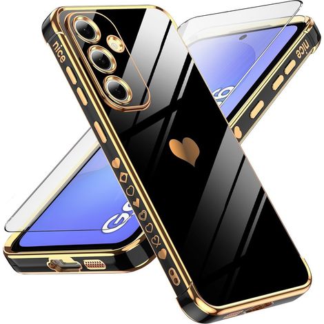 Funda para Samsung Galaxy A36 5G, Electro Heart, negra + cristal 9H (1/5)