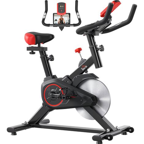 Vélo d'appartement avec résistance réglable. écran LCD. capteur de fréquence cardiaque et volant d'inertie de 6 kg. charge maximale 100 kg (1/5)