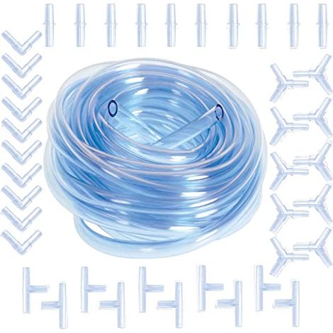 Tuyau d'Air d'Aquarium Flexible Translucide en PVC avec Connecteurs Multi-Formes pour Pompe à Air et Diffuseur d'Air Accessoires de Bassin