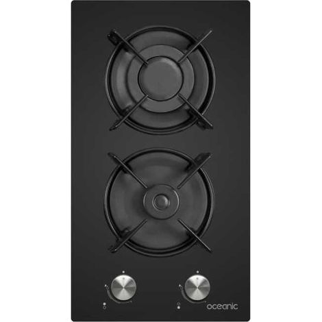 Fenomeno Domino gas OCEANIC 2 fuochi Vetro temperato nero Accensione elettronica