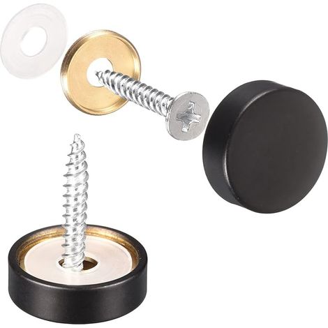 sourcing Cache Vis Miroir 20mm Laiton Décoratif Capuchon Noir Vis Couverture Clous Attaches pour Miroir Table Bain Plaque Penderie Verre Signes (1/5)
