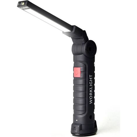 Grande lampe de poche LED magnétique USB, multifonctionnelle, forte lumière d'avertissement, lampe de travail pour la réparation automobile (1/5)