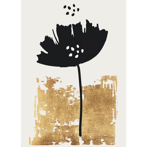 Papier peint panoramique coquelicot noir Tapisserie panoramique graphique dorée Papiers peints panoramiques pour cuisine (1/2)