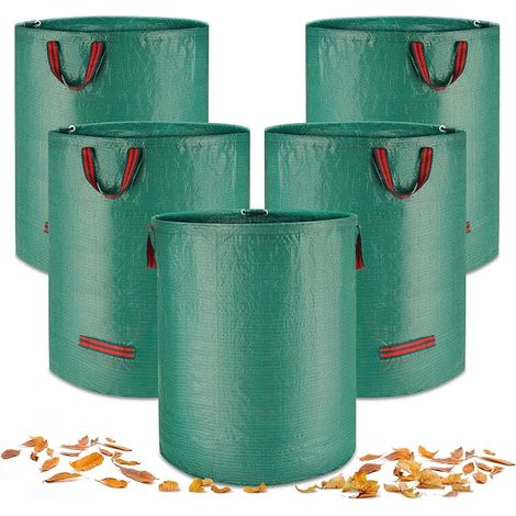 Garden Waste Green Sack, Large Foldable Garden Waste Bag - Polypropylene Fabric Leaf Bag for Grass, Leaves, Hedge (1/5)