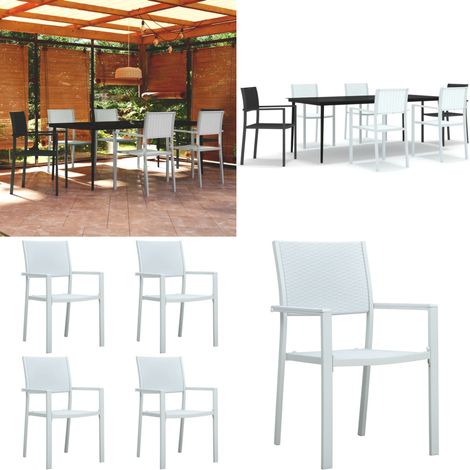Ensemble à manger de jardin 7 pcs Noir et blanc - Ensemble de salle à manger - Table de jardin (1/5)