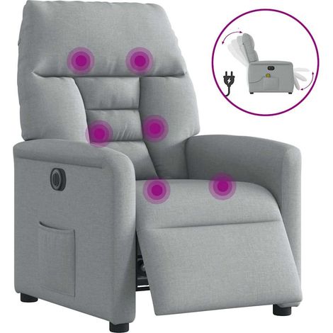 Massagesessel Elektrisch Hellgrau Stoff