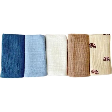 Set di 3 asciugamani viso in mussola per neonati - set di asciugamani per neonati - asciugamani viso e bagno 25 x 25 cm - asciugamani viso riutilizzabili per neonati - 100% cotone - morbidi e traspira (1/5)