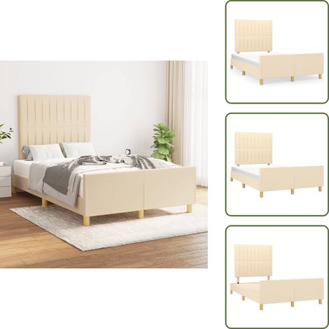 Letto con testiera regolabile - vidaXL Giroletto senza Materasso Crema 120x200 cm Tessuto - Letto con gambe di supporto