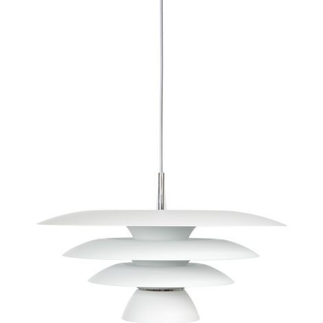 DaVinci Plafonnier Suspendu Moderne Dome 43cm Blanc Plat 1x E27 (1/2)