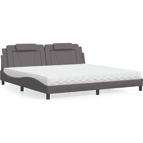 Bett "Viana" mit Matratze Grau 200x200 cm Kunstleder (1/5)