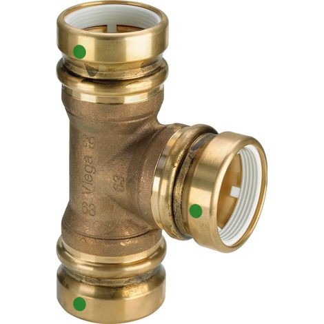 Viega Geopress-T-pezzo, d1 63, d2 32, d3 63 bronzo rosso modello 9618TW, 767174