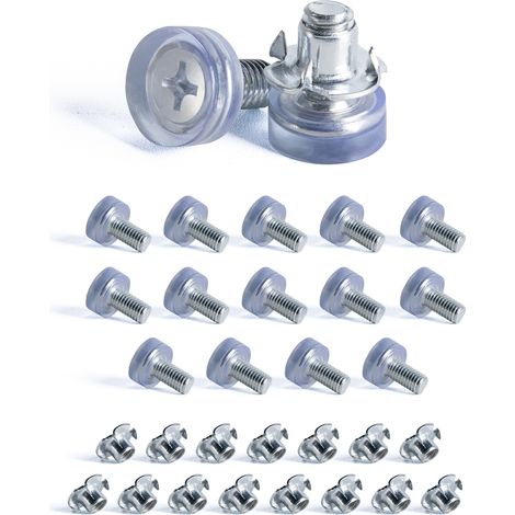 16 pcs M8 Transparent Pied Réglables à Base Ronde, Pied Vérin de Nivellement, Pied Meuble de Mise à Niveau avec Écrou à Griffes, Pied Caoutchouc pour Table, Chaise, Armoire (1/5)