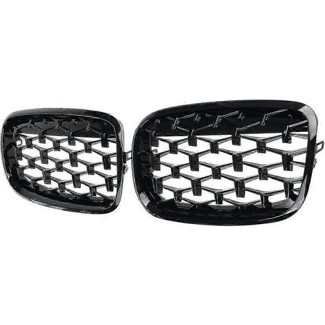 Calandre avant chromée en forme de losange, style diamant, pour BMW E70 E71 E72 X5 X6 (2007-2013), noire. (1/5)