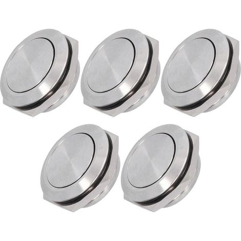 Lot de 5 interrupteurs à bouton plat en acier inoxydable étanches avec bornes à vis, accessoires d'alimentation 0-220 V, 25 mm (1/5)