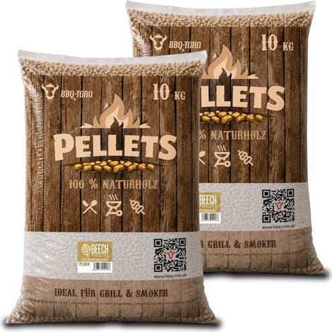 BBQ-Toro Beech Pellets aus 100% Buchenholz, 20 kg, Grillpellets, Räucherpellets, Ofenholz, Buche (1/3)