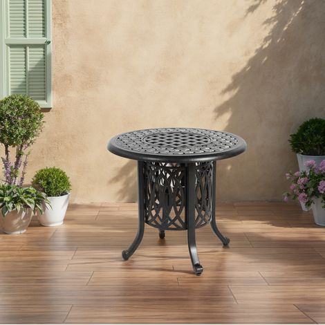 Tavolino da esterno 55x55x49 cm bronzo in alluminio con secchiello portaghiaccio (1/5)