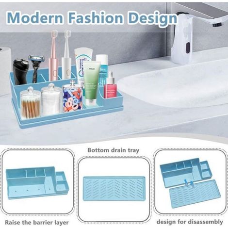 Plateau De Rangement - 350 X 140 X 110 Mm - Bureau Et Salle De Bain - Rose - 1 Pièce (1/4)