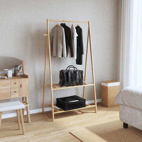 Porte-vêtement avec étagères 96x45,5x150,5 cm bambou