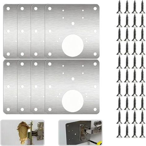 Plaque Reparation Charniere Porte Placard Cuisine Armoire Kit (1/4)