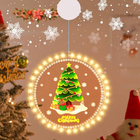 Weihnachtslichterkette mit 36 LEDs, bunter Weihnachtsbaum, Lichterkette, 3D-Hängedekorationen, batteriebetrieben für die Weihnachtsdekoration im Innen- und Außenbereich
