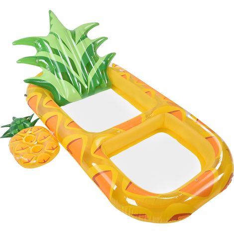 Bouée gonflable de piscine en forme d'ananas avec appui-tête, grande taille, porte-gobelet (1/5)