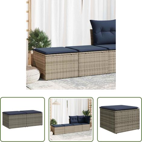 vidaXL Rattanmöbel -  2-tlg. Garten-Sofagarnitur mit Kissen Grau Poly Rattan Akazie (1/5)