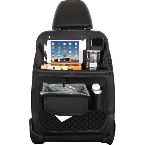 2PCS Organisateur Voiture avec Plateau pour Tablette Voiture Siege Arriere, Protection Siege Voiture Enfant avec Boîte à Essuie-tout, Plusieurs Poches Multifonction