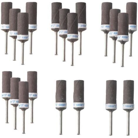 20 tambores de lijado para herramienta rotativa Dremel, manguitos de lijado de grano 180/240/400/600/800/1000 con vástago de 3 mm, para lijar y pulir. (1/5)
